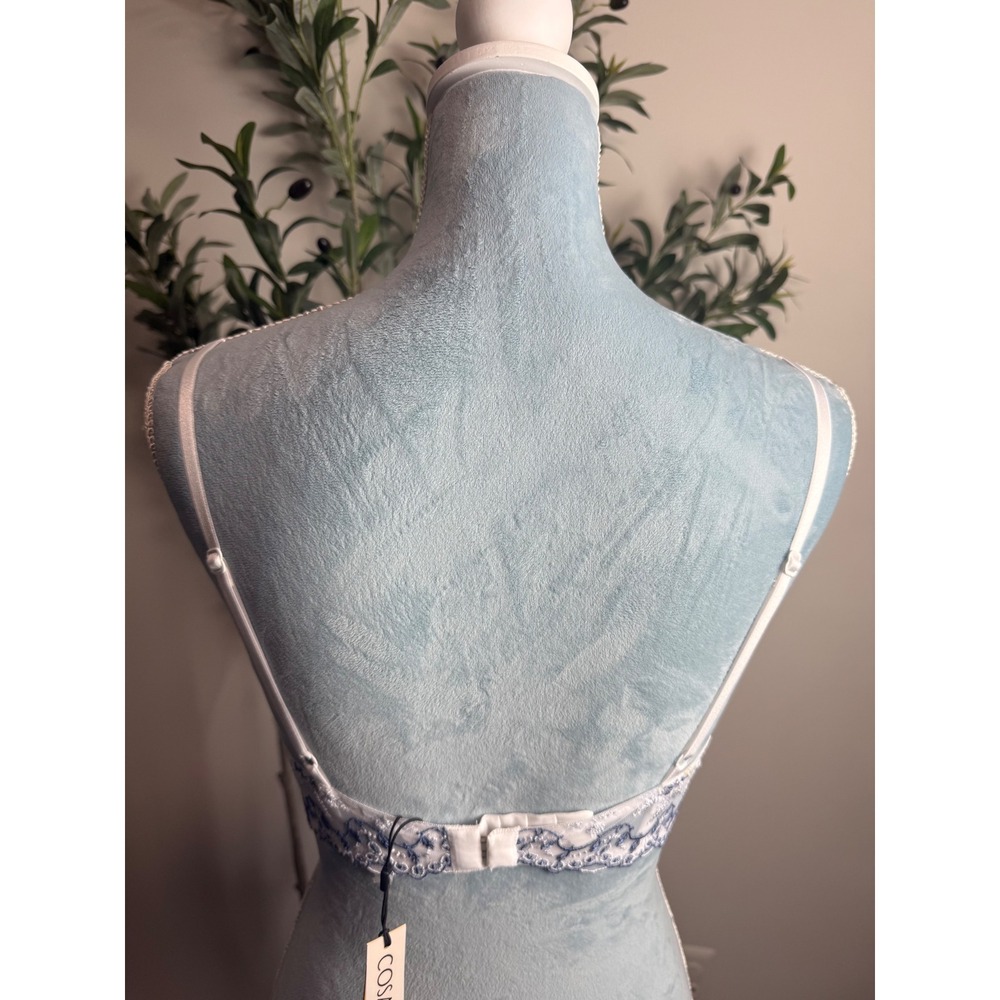 Cosabella Floral Embroidered Sheer Mesh Underwire Bra Blue White Scalloped 34C - Picture 11 of 11